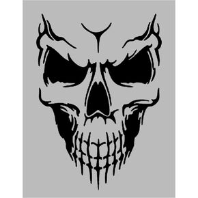 Smiling Halloween Scary Skull Reusable Stencil (8.5" x 11" Sheet) for Painting on Walls, Wood, Arts and Crafts (My Custom Stencils)