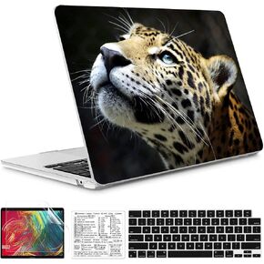 Compatible with MacBook Air 13.6 inch Case 2022-2024 Release A2681 M2 A3113 M3 Chip Animal Plastic Hard Shell Cover & Keyboard Cover & Mac OS Keyboard Sticker (Tiger)