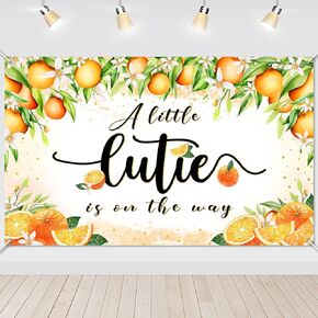 Avezano A Little Cutie is On The Way Baby Shower Banner Backdrop Little Cutie Baby Shower Decorations Orange Cuties Theme Baby Shower Party Decorations 70.8x43.3 inch