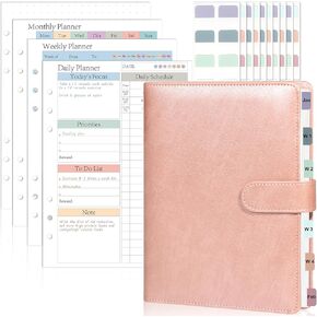 PU Leather ADHD Planner Journal Refillable Neurodivergent Monthly Weekly & Daily Undated Planner Brain Dump Notebook for 3 Months Self Care, Financial & Medical Trackers