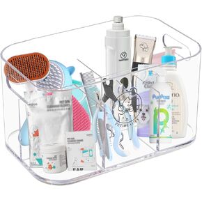 Dog Storage Organizer for Grooming Supplies,Clear acrylic Caddy Organizer for Pet Stuff,Rectangular Divided Storage Bin for Dog Cat Grooming Kit,Trimmer,Clipper,Combo,Brush