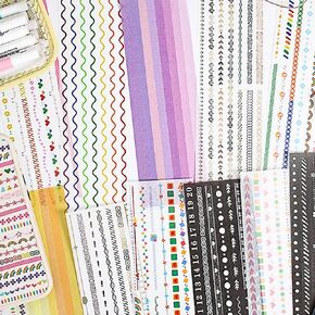 36 Sheets Decorative Divider Stickers for Journaling – 20cm Aesthetic Border Tapes for Bullet Journal, Scrapbooking & Planners – Floral, Geometric, Colorful, Minimalist Washi-Like Page Markers