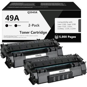 49A Toner Cartridge Replacement for HP 49A Q5949A 53A Q7553A 49X Q5949X for 1320 Toner Cartridge 1320n 3390 1160 1320tn 1320nw 3392 P2015 P2015dn Printer (Black, 2-Pack)