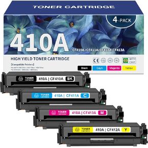 410A Toner Cartridge Replacement for HP 410A CF410A CF411A CF412A CF413A Works with Pro MFP M477fdn M477fdw M477fnw Pro M452dn M452dw M452nw Printer | CF410AQ Toner Cartridges (4-Pack)