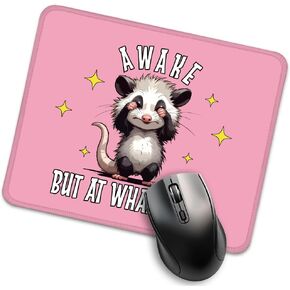 Awake But at What Cost Funny Mouse Pad for Desk, Cute Sarcastic Mouse Mat for Colleague Coworker, Possum Lover Gifts for Friend, Office Gifts for Employee Intern