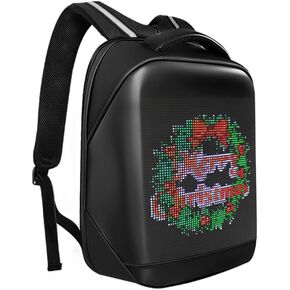 LED Backpack with App Control City Serise, 17 Inch Cool DIY Pixel Art Animation Fashion Programming Laptop Backpack, Unique Gift for Men or Women
