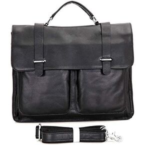 H-JUN 7100 Genuine Leather Messenger Bag for Men, 14 Inch Laptop Briefcase - Business Shoulder Bag & Crossbody Satchel