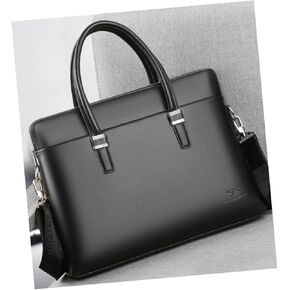 1Pc Cow Leather Briefcase for Men Wear Resistant Business Laptop Bag Lightweight Messenger Shoulder Bag Stylish Black and Casual Use