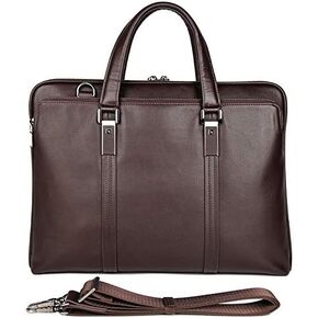 H-JUN 7326 Vintage Genuine Excellent cow Leather Messenger Bag for Men – 15.6 Inch Laptop Briefcase, Distressed Cowhide Shoulder Bag & Crossbody Satchel