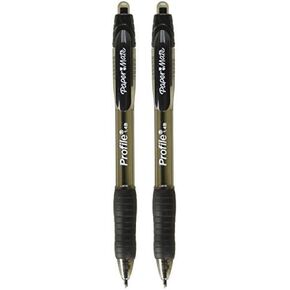 Paper Mate Profile Ballpoint Pen, Retractable, Bold 1.4 Mm, Black Ink, Black Barrel, Dozen