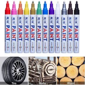 12Pcs Waterproof Permanent Paint Marker Pen for Car Tyre Tire Tread Rubber Metal