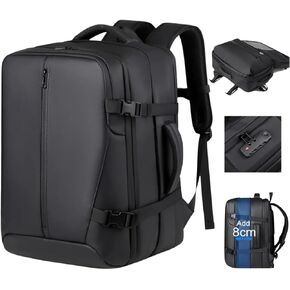 Vacuum Backpack Travel with Pump 50L Expandable Vacuum Seal Backpack Travel Water Resistant with TSA Lock for Women & Men (black)