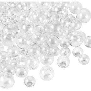 100Pcs Mini Glass Globe Beads Hollow Glass Ball Bottles Wish Glass Ball Bottles 5 Sizes Clear Crystal Globe Balls for Stud Earring Crafts Jewelry Making 10-18mm