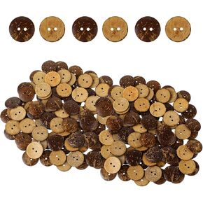 200 Pcs Natural Coconut Shell Buttons, 0.49 Inch 2 Holes, Brown Sewing Buttons for Craft Sewing, Shirts, Clothing Alterations, Button Crochet Projects