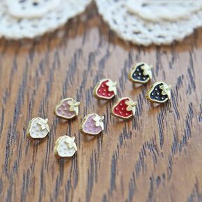 4.5×6mm Super Mini Metal Strawberry Buttons, Dolls Clothes Buttons, in 4 Colors, Micro Tiny Buttons, Perfect for Dolls Clothes (20PCS) (#B)