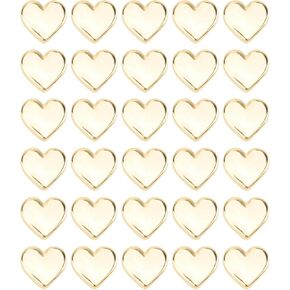 100 Pcs Gold Metal Heart Buttons, Retro Vintage Metal Buttons Heart Buttons Sew on Buttons Embellishments for DIY Crafts，10.5mm