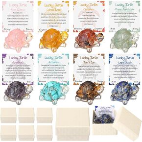 8 Sets Lucky Crystal Little Turtle Gift with Story Card and Gifts Box Positive Gifts Good Luck Charms