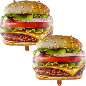 5 Pcs Hot Dog Helium Foil Balloons Funny Burger Party Balloons Fast Food Snacks Picnic Burger BBQ Themed Decorations Birthday Baby Shower Supplies