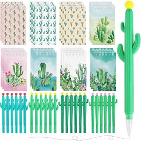 Fulmoon 48 Pcs Cactus Spiral Memo Pads Bulk with Cactus Ballpoint Pen Small Mini Note Pads Pen Mini Notepad Pocket Spiral Notebooks Top Bound Spiral Scratch Pad for School Office Home