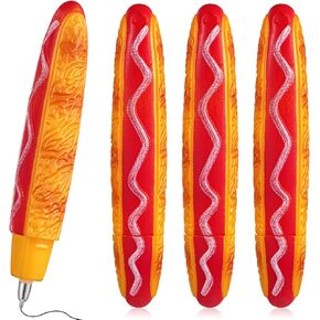 4 Pcs Hot Dog Writing Pens 0.5 mm Cool Fast Food Fun Decorative Gifts for Christmas Birthday Party Office Desk Accessories