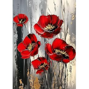 CEOVR Poppy Diamond Art Kits for Adults, Flower Diamond Painting Dots DIY DIY Gem Art, Adult Crafts Kits Wall Decor for Home Office 12x16in