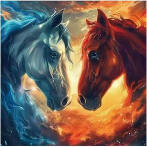 Kulvci Horse Diamond Painting Kits for Adults, Diamond Art Kits for Beginners, 5D DIY Full Drill Gem Craft for Home Decor Gift 12x12inch