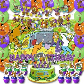 42pcs Soby Birthday Party Supplies Pack Includes，Banner，Cake Topper，Blackdrop,Balloons for Scby party Decoration(Scby)