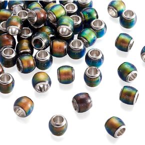 50 Pcs Glass Heart Beads Temperature Sensing Beads Heart Changing Mood Beads Crystal Heart Beads Sweet Love Heart Spacer Beads for Valentine’s Gifts Women Bracelet Earring Jewelry Making