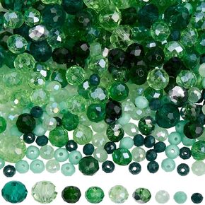 SUNNYCLUE 1 Box 1000pcs Green Glass Beads Rondelle Crystal Beads 8mm Bulk Faceted Flat Round Abacus 4mm 6mm Loose Spacer Beads for DIY Crafting Jewelry Making Bracelet Necklace Earring Supplies Women