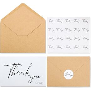 Joyberg Thank You Cards With Envelopes 34 pack, 4x6 Inch White Thank You Envelopes are Suitable for Weddings, Graduations, Funerals and Other Occasions.