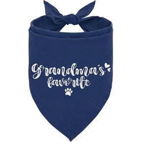 Grandma's Favorite Dog Bandana, Pet Scarf Accessories for Small Medium Dogs Photo Prop, Printed Dog Bandana Gift for Dogs Lover Birthday or Christmas, Dark Blue Triangle Scarf