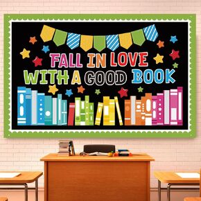 Back to School Reading Bulletin Board Decorations Set, Colorful Book Cutouts Library Bulletin Board Decorations for Window School Library Chalkboard Wall