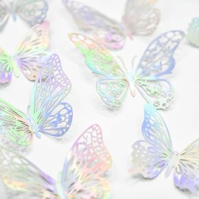 36Pcs Butterfly Cupcake Topper,3D Butterfly Cake Topper 3 Styles 3 Sizes,Fantasy Silver Butterflys Decorations for Wedding Anniversary Birthday Party Decorating