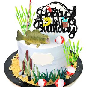 Fishing Cake Topper Fishing Birthday Decorations Gone Fishing Cake Topper Fishing Birthday Party Decorations for Baby Shower Birthday Party Supplies