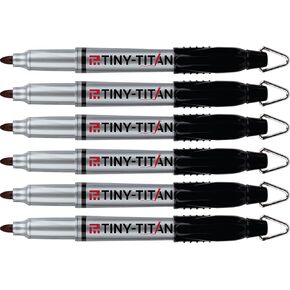 Mini Markers, Black Permanent Markers For Nurses Badge, Mini Key Chain Hook, Badge Marker, Golf Ball Makers, Bullet Tip, Fine Point - 6 Total Markers