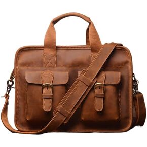 Men Briefcase Man Handbag Shoulder Genuine Leather Bags Brown Business 14 Inch Laptop Bag