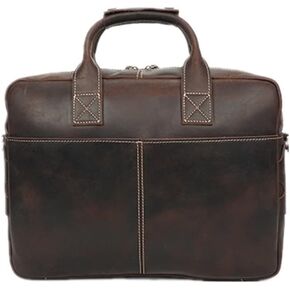 Business Briefcase，Mens Messenger Bag Genuine Leather Laptop Briefcase Waterproof Waxed Canvas Travel Laptop Bag Large Business Office Computer Satchel Shoulder Bag Fits Laptop