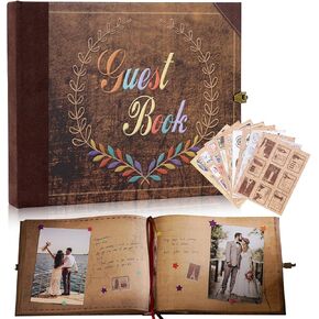 Wedding Guest Book, 124 Pages Elegant Guest Book,Guest Book Wedding Reception,Retro Style Embossed Letter Cover Polaroid Guest Book for Baby Shower, Birthday and Special Events