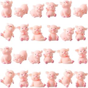 Sintuff 24 Pcs Mini Pig Figurines Cupcake Toppers Tiny Resin Pigs Pig Toy Statues Figurines Crafts for Kids Birthday Cake Baby Shower Theme Party Home Garden Supplies Decorations