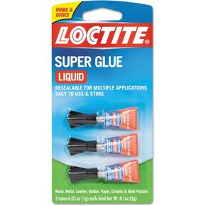 Loctite Super Glue, 0.11 Oz, Dries Clear, 3/Pack