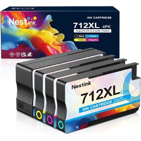 712XL Ink Cartridges Remanufactured High Yield Replacement for HP 712 712XL 712 XL for DesignJet T650 T630 T230 T210 Studio Plotter Printer (4 Pack, Black, Cyan, Yellow, Magenta)