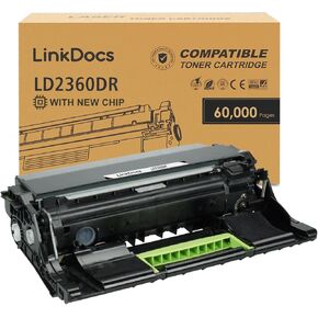 B2360 331-9811 331-9810 KVK63 High Yield Remanufactured Imaging Drum Unit for Dell B2360d B2360dn B3460dn B3465dnf S2830dn Laser Printer 60000 Pages 1Pack