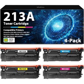 213A Toner Cartridge (with Standard Chip) Replacement for HP 213A W2130A W2131A W2132A W2133A Compatible for HP 5700 6700 6701 MFP 5800 MFP 6800 MFP 6801 Printer Ink, 4 Pack 213A Cartridges