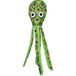 TUFFY - World's Tuffest Soft Dog Toy - Ocean Squid - Squeakers - Multiple Layers. Made Durable, Strong & Tough. Interactive Play (Tug, Toss & Fetch). Machine Washable and It Floats. (Green 2 Pack)