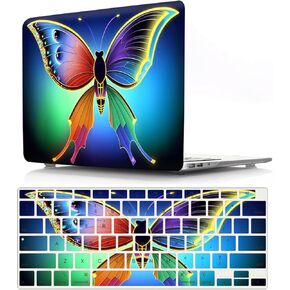 IVY Colored Butterfly Design Case for MacBook Pro 15inch 2008-2012 A1286 with Keyboard Cover - F