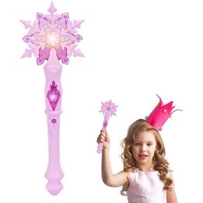 MAGICLULU Light Up Wand Princess Snowflake Glow Wand for Kids Girls Princess Costume Christmas Party Supplies (Without Batteries, Pink)