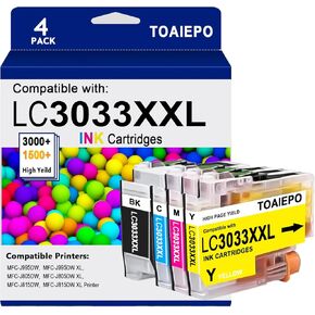 LC3033XXL Ink Cartridges Replacement for LC3033 bk/c/m/y Ink Cartridge Brother Compatible with Brother MFC-J995DW MFC-J805DW MFC-J815DW Printer, 4 Packs
