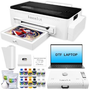 Lancelot A3 l1800 DTF Printer Transfer Machine with Roll Feeder, White Ink Circulation and Easy Operation for Dark and Light Clothing (A3 DTF Printer + Software + Computer + Consumables)