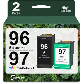 96/97 Ink Cartridges Combo Pack Compatible for HP Ink 96 97 XL C9348FN C8767WN for DeskJet 6940 9800 5940 OfficeJet D5163 D5168 PhotoSmart 2610 8050 8150 Printer Ink (Black, Tri-Color,2 Pack)