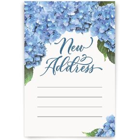 New Address Cards - Bright Blue Hydrangea Pretty Design - 20 Change Of Address Cards With Envelopes - I’ve Moved or We’ve Moved Announcements